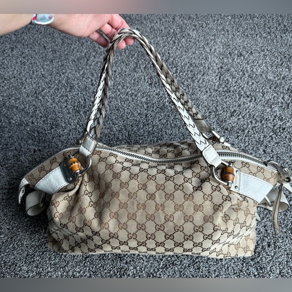 Gucci vintage GG canvas bamboo bar tote - Picture 2 of 16